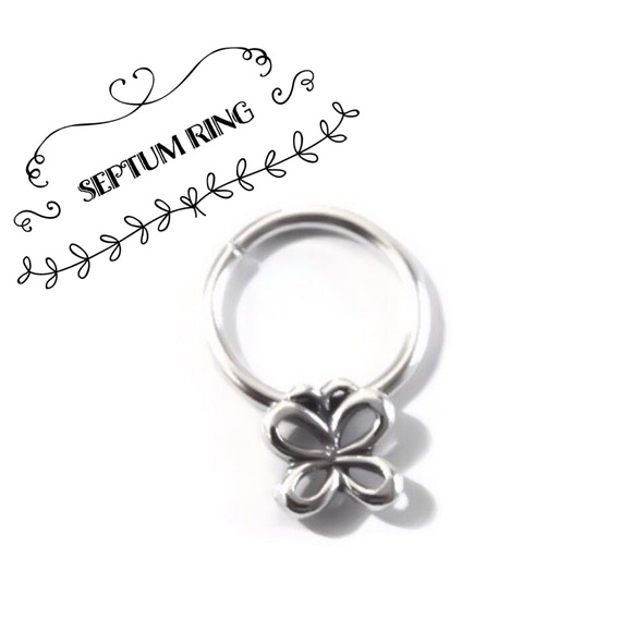 Cute 925 Sterling Silver Butterfly Septum Ring or Daith Cartilage Hoop Earring - Picture 2 of 5